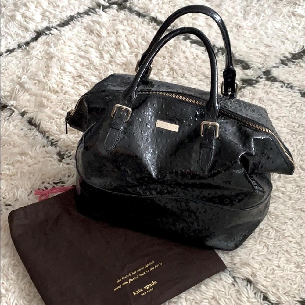 Kate Spade Ostrich Embossed Patent Leather Satchel